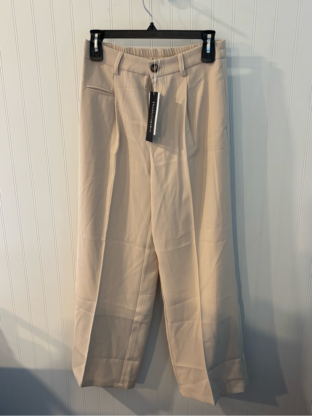 PRETTYGARDEN Beige Wide Leg Dress Pants Size M High Rise Workwear